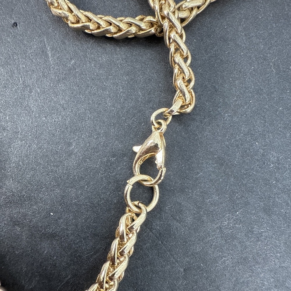 Gold Tone Cross Necklace 15" Front Clip Chain Chunky Link Christian - Picture 8 of 10